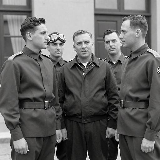 Vintage Military Group Portrait in Monochrome