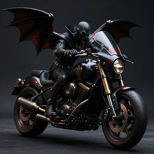 Gothic Vampiric Bat-Wing Chopper Motorcycle