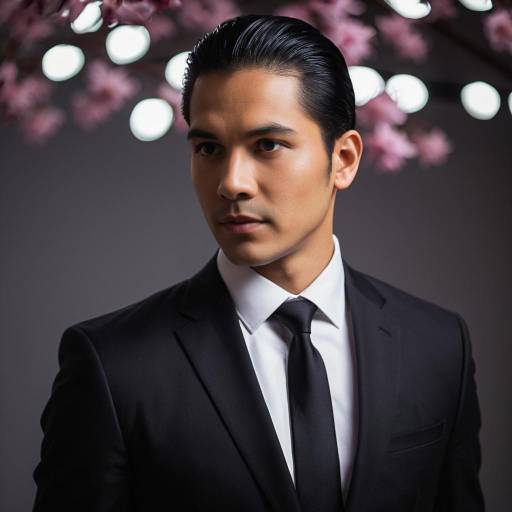 Latino Man in Formal Suit with Slicked-Back Hair