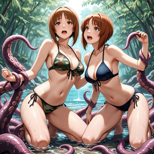 Emotional Swimsuit Scene with Tentacles