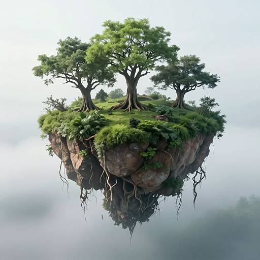 Serene Floating Island with Trees