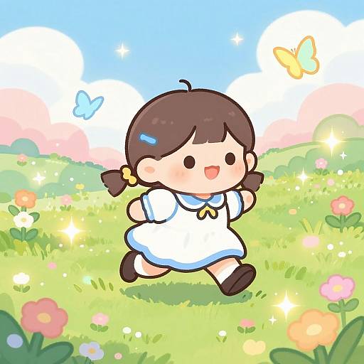 Chibi Running in Fantasy Meadow