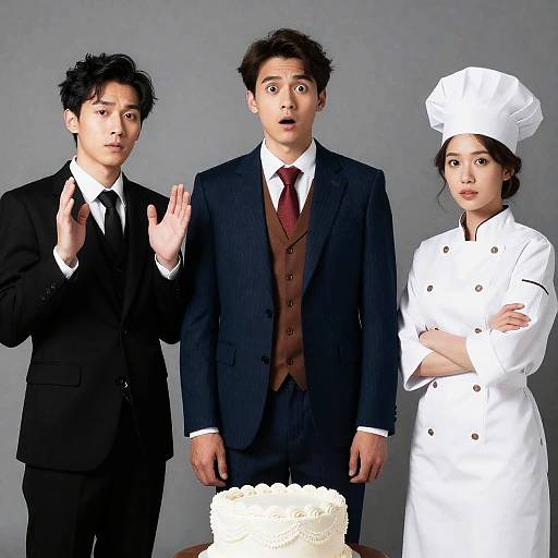 Dramatic Group Portrait with Cake Display