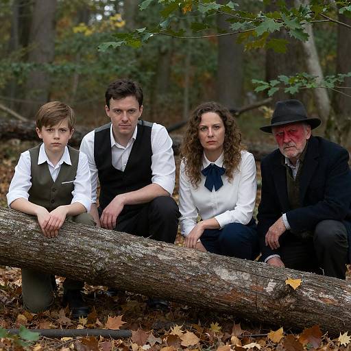 Intense Expressions in Autumn Forest Scene