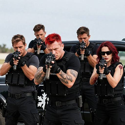 Tactical Group of Armed Individuals in Action