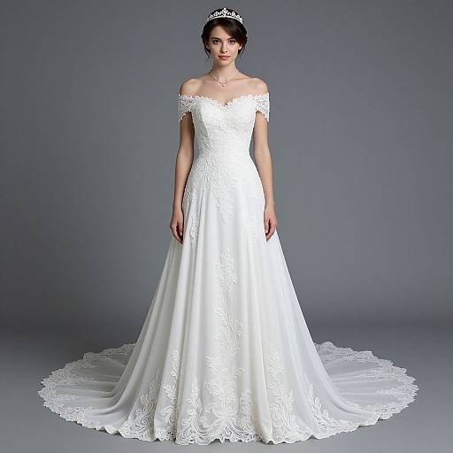 Elegant Vintage Off-Shoulder Bridal Gown