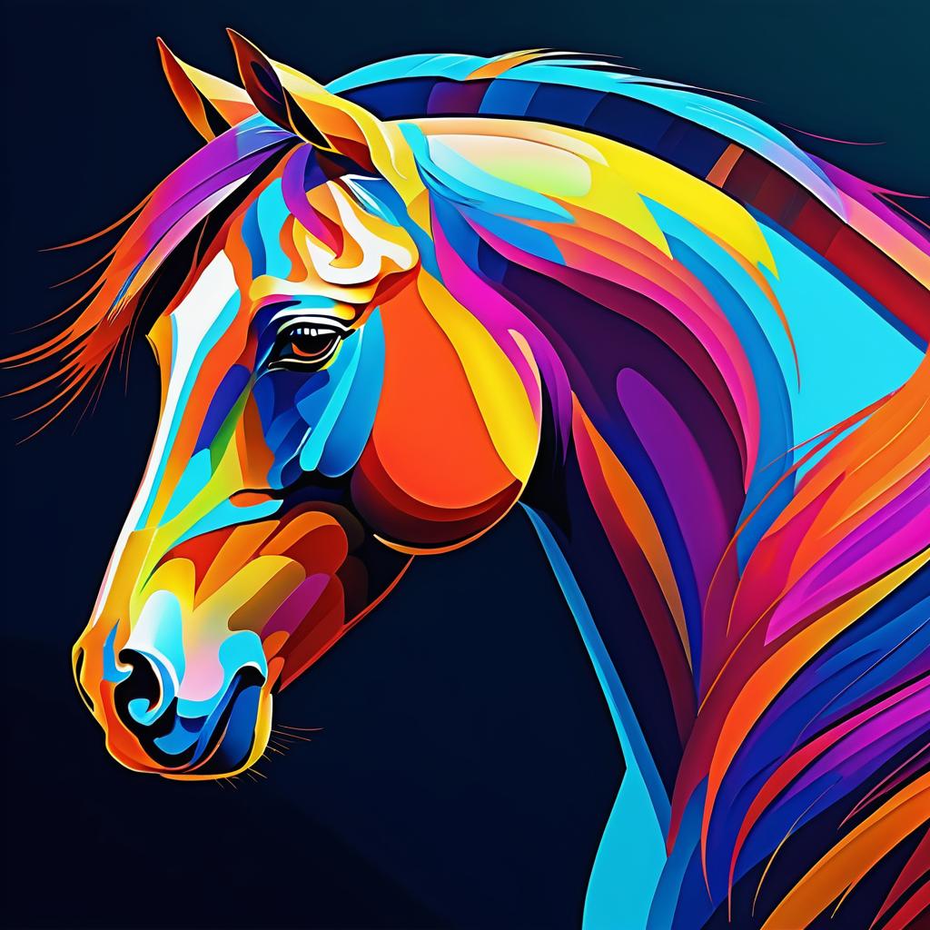 Vibrant Abstract Horse Portrait in Color