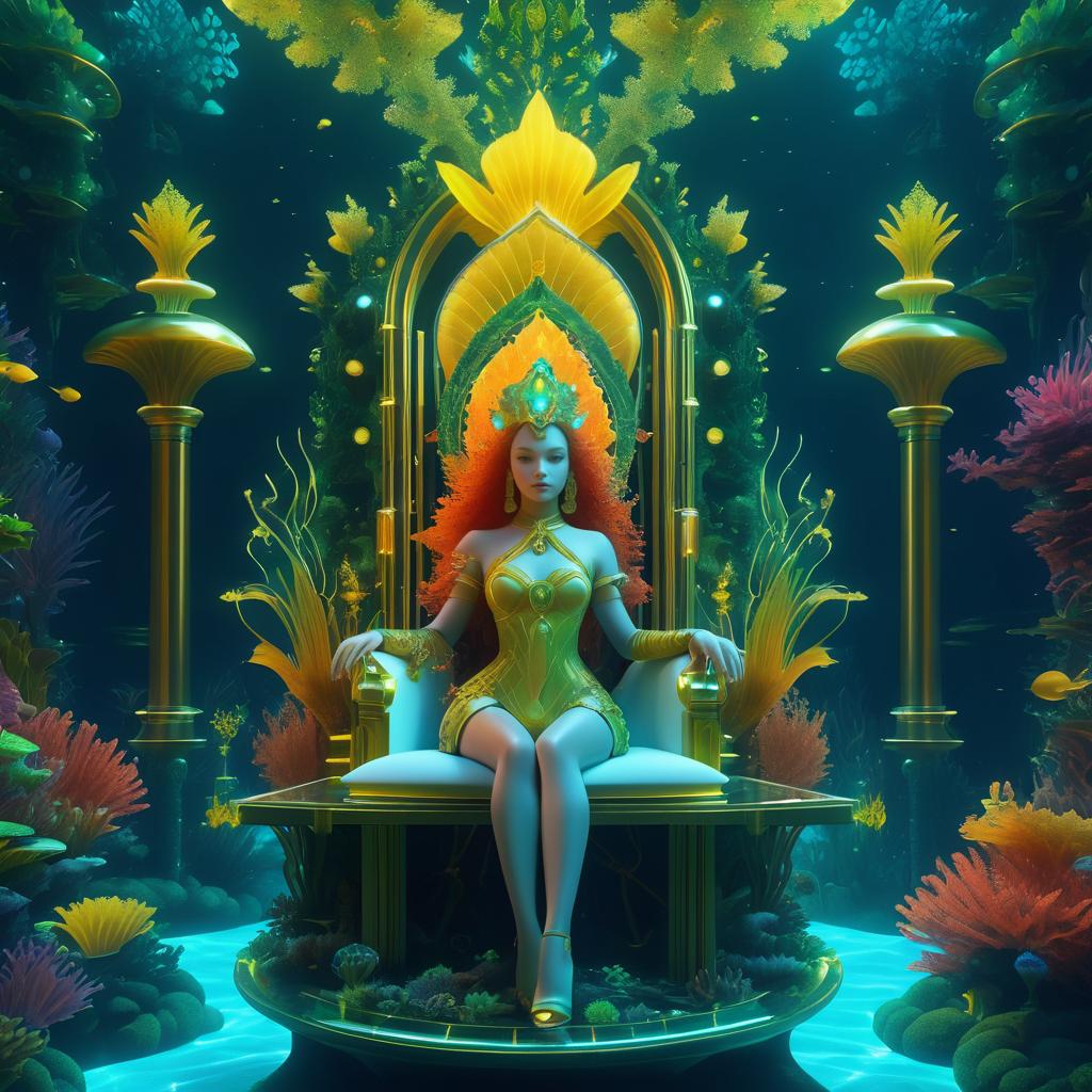 Futuristic Underwater Village with Mermaid Queen