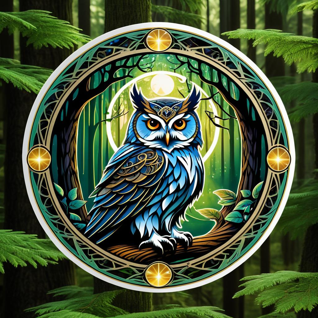 Mystical Owl in Stereoscopic Fantasy Art