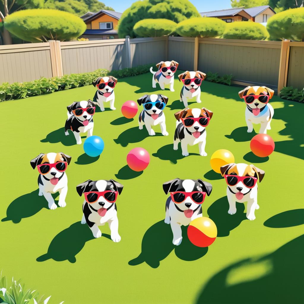 Playful Puppies in a Sunny Backyard