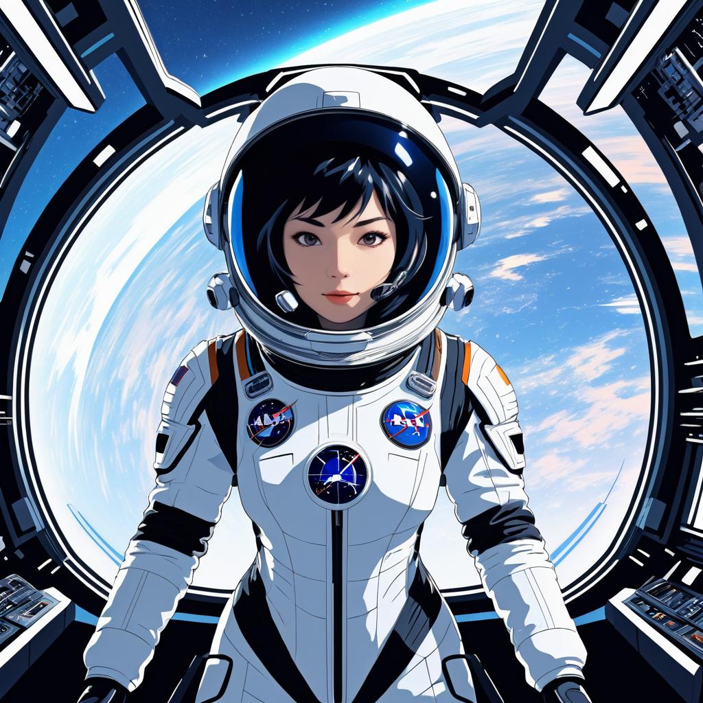 Futuristic Astronaut in Elegant Anime Style