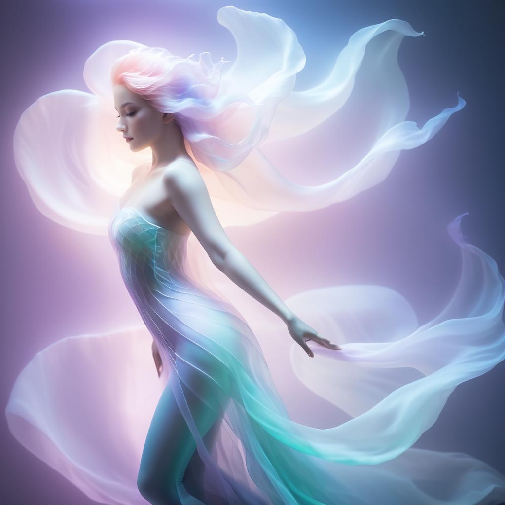 Dreamy Pastel Mermaid in Ethereal Space