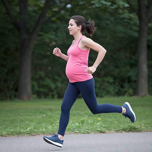 Pregnant Woman Running Outdoors