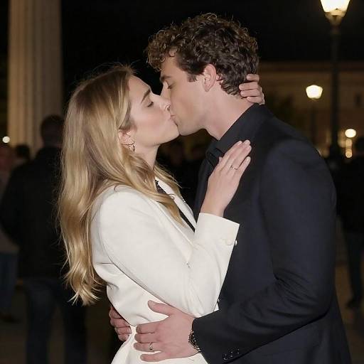 Romantic Night Kiss in the City