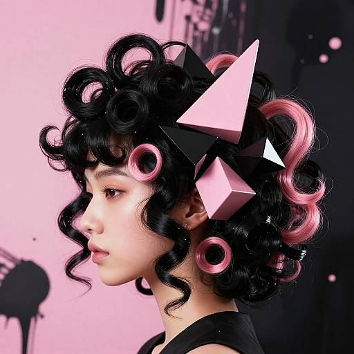 Avant-Garde Black and Pink Curls