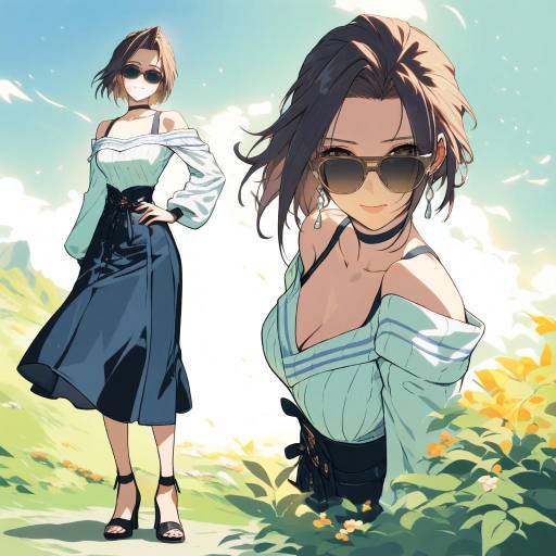 Stylish Fantasy Girl in Serene Meadow
