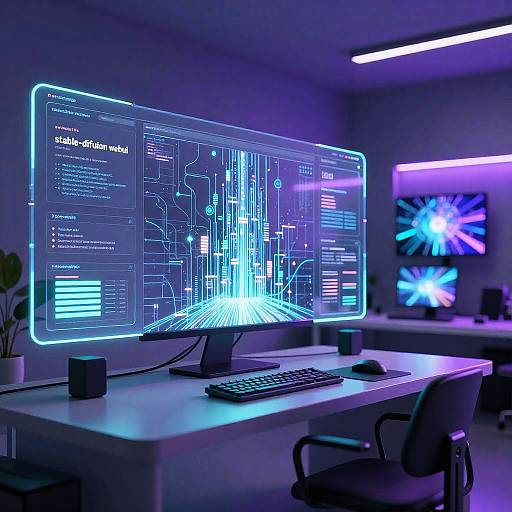 Futuristic AI Creative Studio Setup