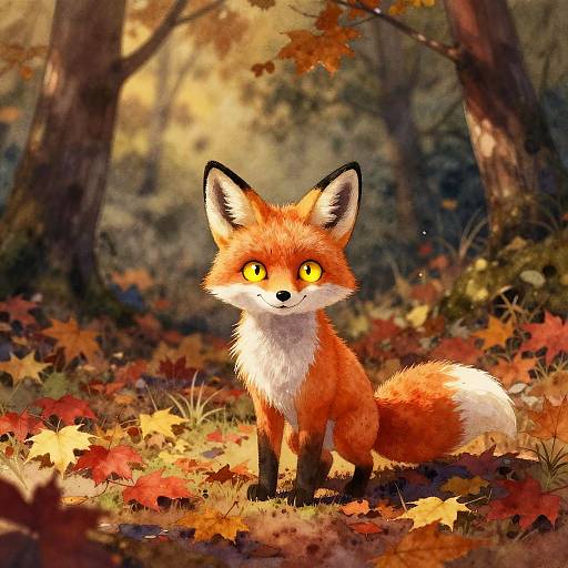 Whimsical Fox in Autumn Forest