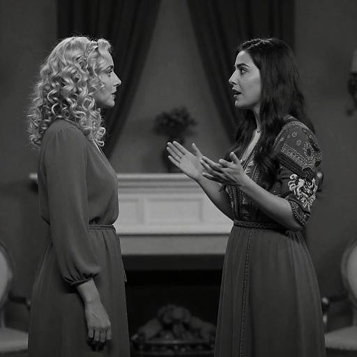 Elegant Black-and-White Portrait of Women