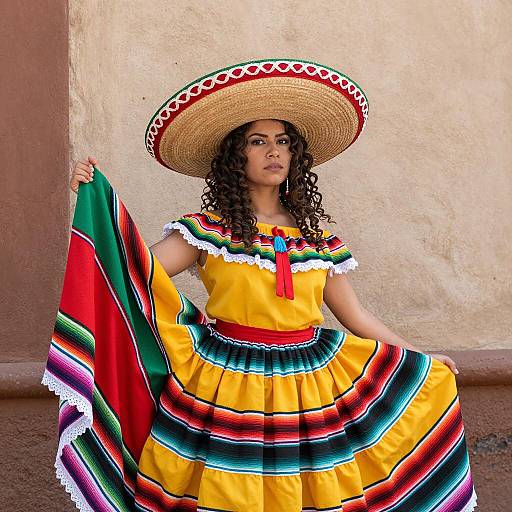 Vibrant Mexican Traditional Dress Photo