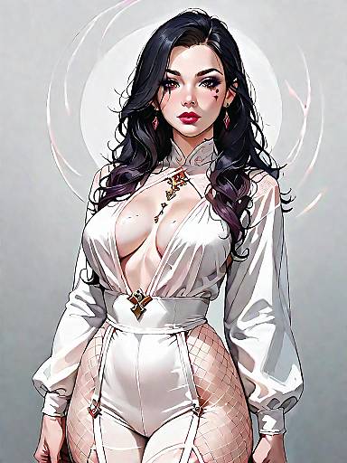 Woman in Deep Burgundy Lace Dress