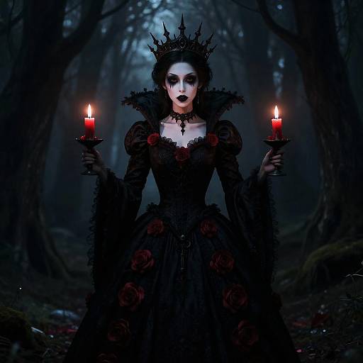 Gothic Queen in Dark Forest