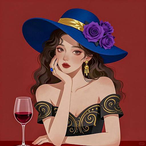 Elegant Woman in Vibrant Digital Art