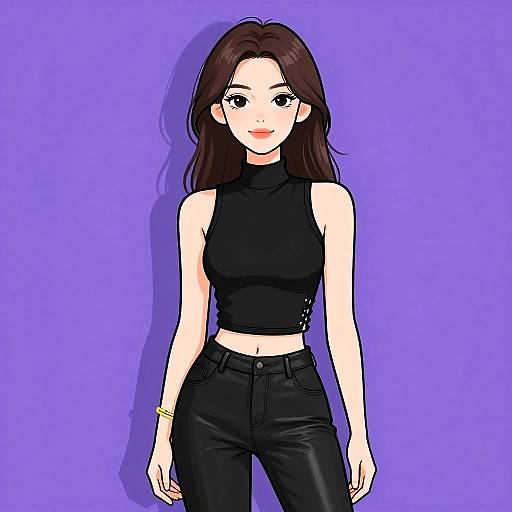 Elegant Woman in Minimalist Black Outfit