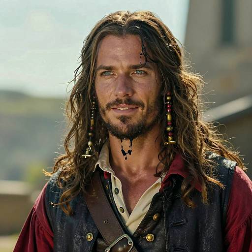 Photorealistic Portrait of Man in Historical Pirate Outfit