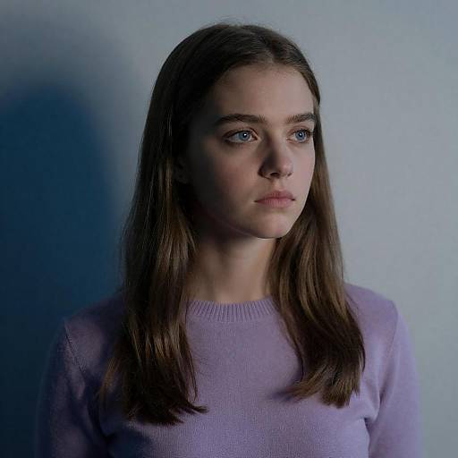 Moody Portrait: Woman in Lavender Sweater