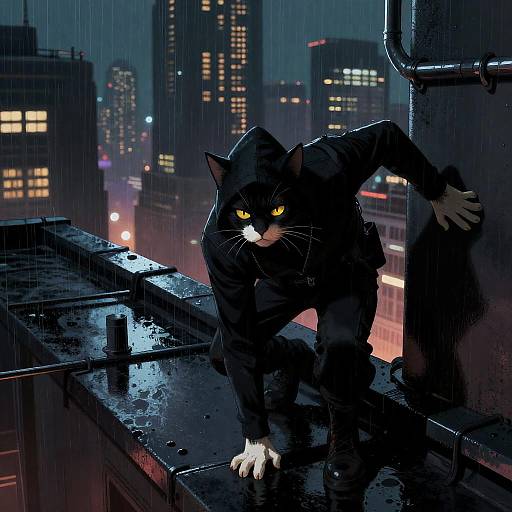 Neon Noir Cat Burglar Rooftop Heist