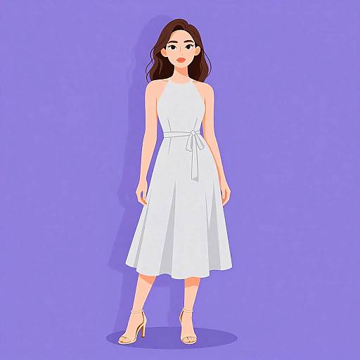 Minimalist Woman in Pale Grey Dress