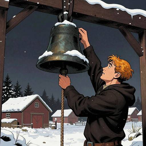 Christmas Church Bell Ringer Illustration