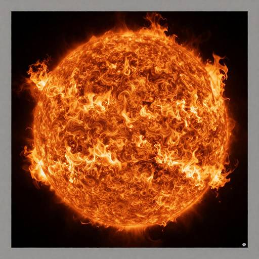 Fiery Sun Close-Up with Gray Borders