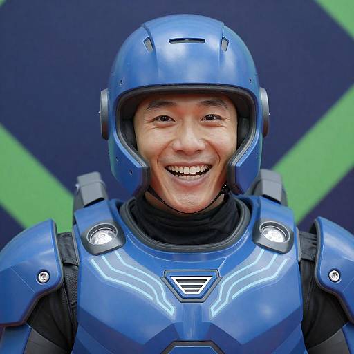 Futuristic Armored Man with Neon Patterns