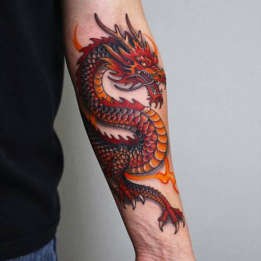 Mythical Dragon Tattoo in Vibrant Colors