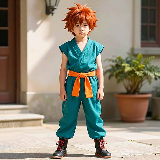 Child in Anime-Inspired Martial Arts Costume