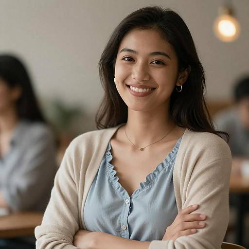 Smiling Woman in Soft Bokeh Background
