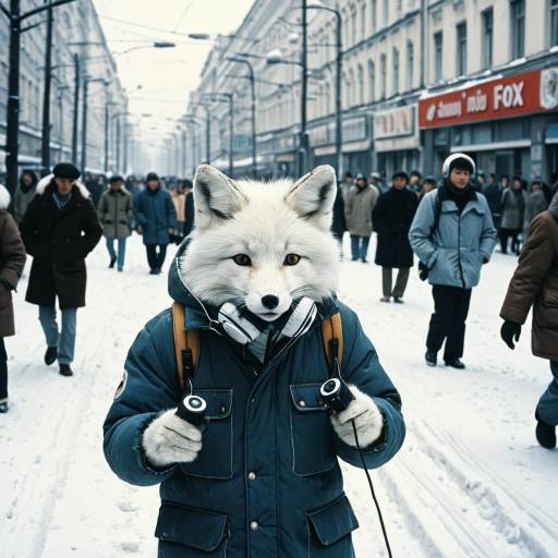 1980s Moscow Street with Time-Traveling Fox 1980s Moscow Street with Time-Traveling Fox