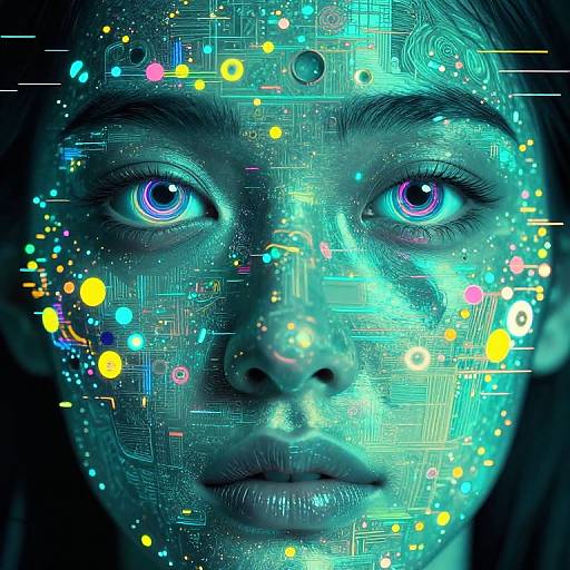 Glitchy Holographic Face Portrait