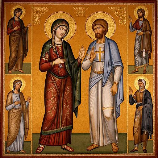 Vibrant Byzantine Icon with Figures