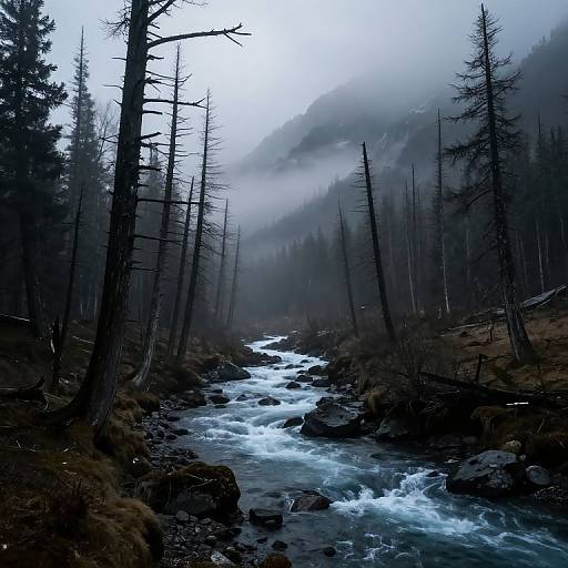 Haunting Misty Forest Landscape