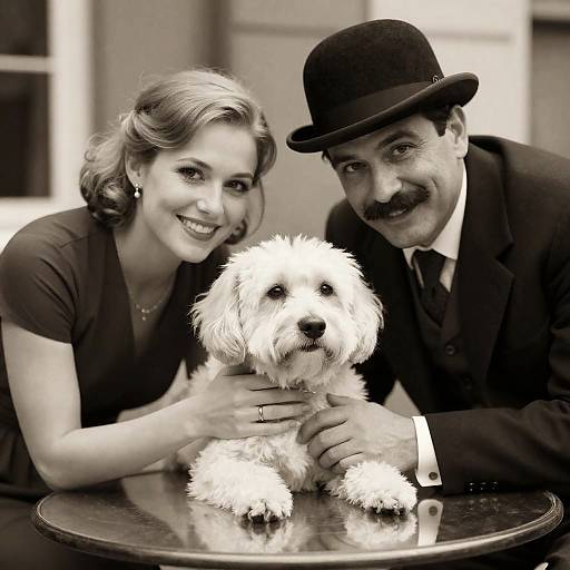 Vintage Couple Portrait with Dog