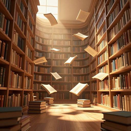 Surreal Library with Living Books