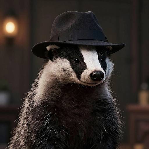 Noir Badger in Fedora Hat