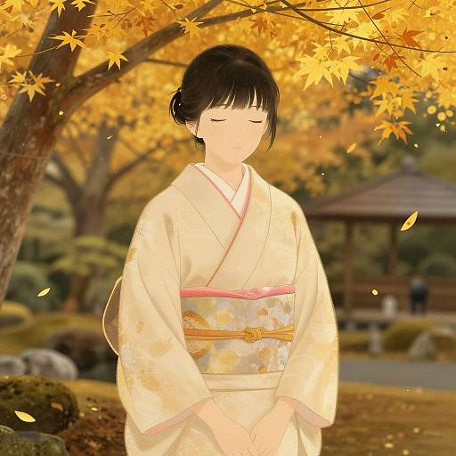 Serene Autumn in Japanese Garden