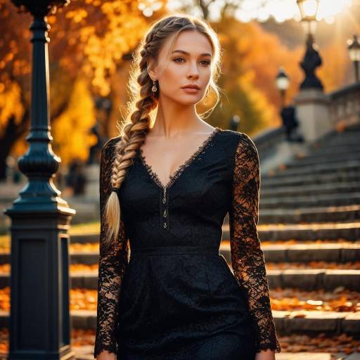 Elegant Woman in Autumn Park Scene