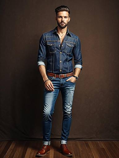 Man in Stylish Jeans at Fashion Event