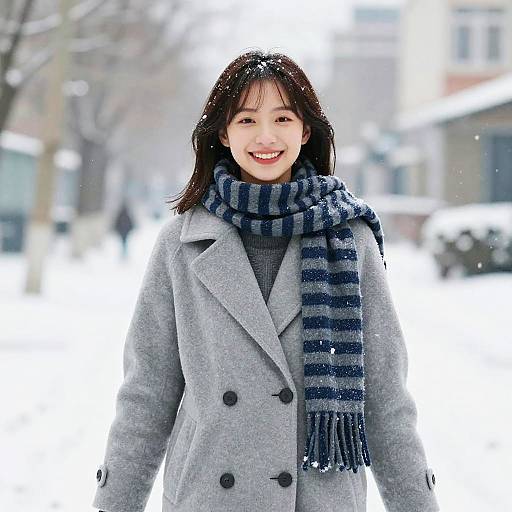 Happy Woman in Winter Coat