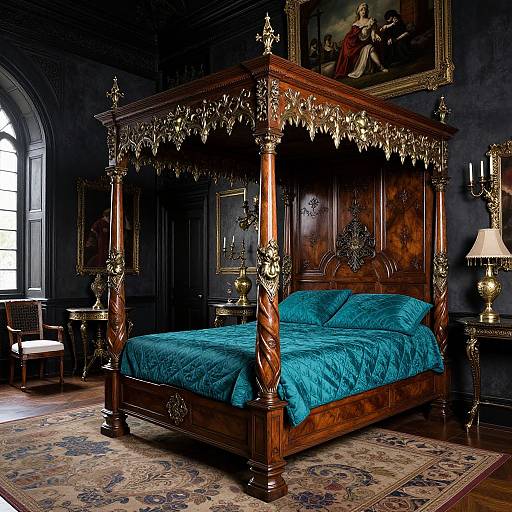 Opulent Elvish Gothic Castle Bedroom